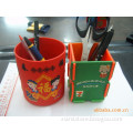 Chinese characteristics embossing pretty girl and boy silicone pen holder